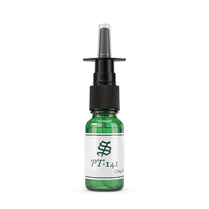 A green glass nasal spray bottle labeled Retatrutide 1.5mg/0.1ml with a black cap and white label, shown against a white background.